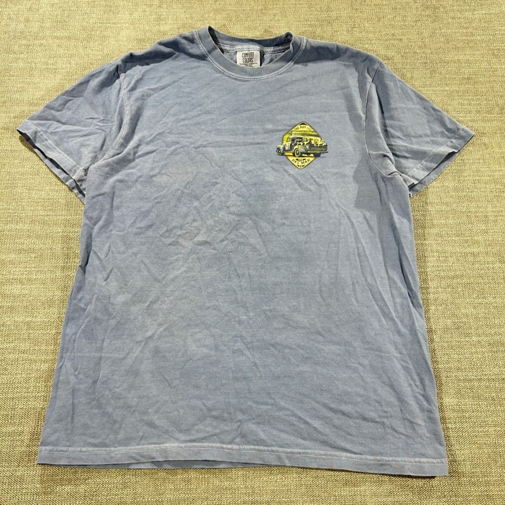 Comfort Colors Graphic Tee Mens Medium Blue Good The Ruff Life Del Mar CA Dogs